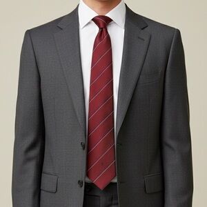 YVES SAINT LAURENT Red Silk Striped Tie Vintage Embroidered YSL Logo